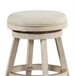 Pemberly Row Swivel Counter Stool with Fabric Padded Seat and Stretcher in Gray