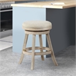 Pemberly Row Swivel Counter Stool with Fabric Padded Seat and Stretcher in Gray