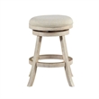 Pemberly Row Swivel Counter Stool with Fabric Padded Seat and Stretcher in Gray