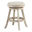 Pemberly Row Swivel Counter Stool with Fabric Padded Seat and Stretcher in Gray