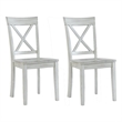 Pemberly Row Farmhouse Dining Chair Set of 2 with X Back in Washed White