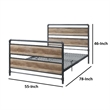 Pemberly Row Industrial Metal Full Bed in Antique Oak and Sandy Grey