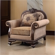 Pemberly Row Accent Chair with Crown Top and Geometric Print in Beige