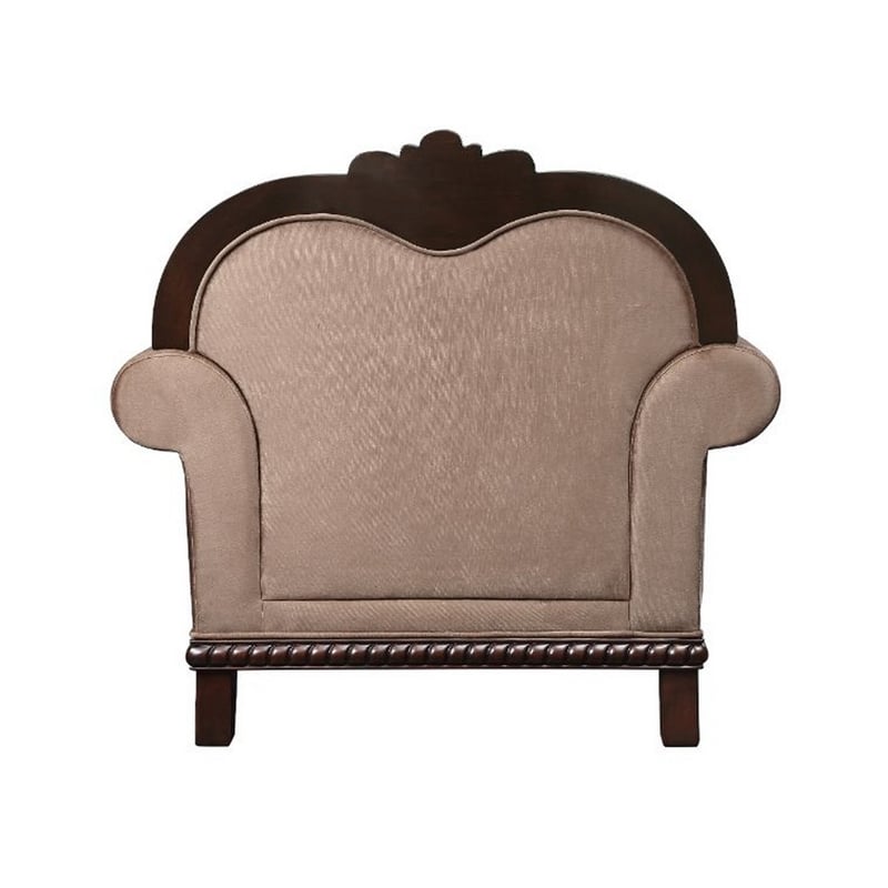 Pemberly Row Accent Chair with Crown Top and Geometric Print in Beige