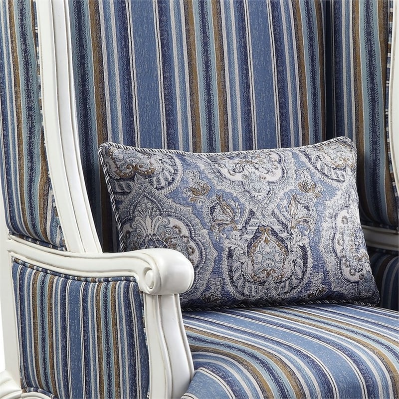 Pemberly Row Wingback Chair with Pocket Coil Seat and Queen Anne Legs in Blue