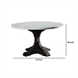 Pemberly Row Round Marble Top Dining Table with Pedestal Base in White and Brown