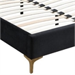 Pemberly Row Eastern King Bed w/ Diamond Tufted Headboard & Metal Legs in Black