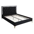 Pemberly Row Eastern King Bed w/ Diamond Tufted Headboard & Metal Legs in Black