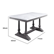 Pemberly Row Faux Marble Dining Table with Turned Legs and Trestle Base in White