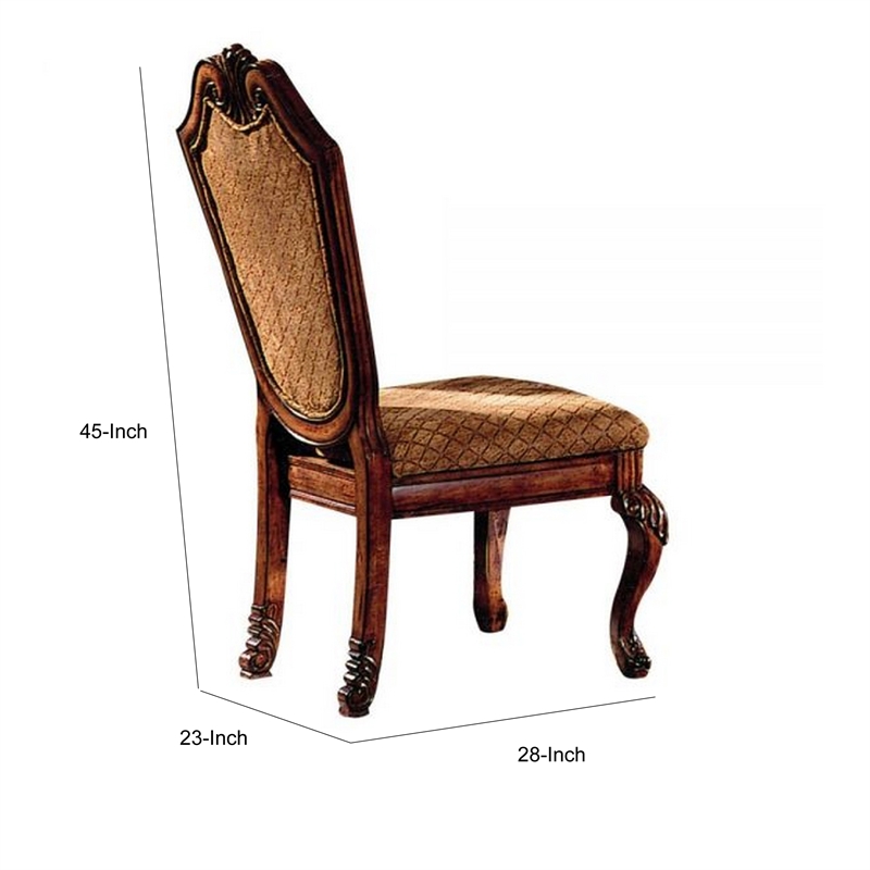 Pemberly Row Side Chair Set of 2 with Diamond Pattern and Crown Top in Brown