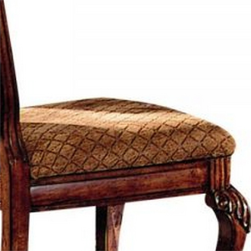 Pemberly Row Side Chair Set of 2 with Diamond Pattern and Crown Top in Brown