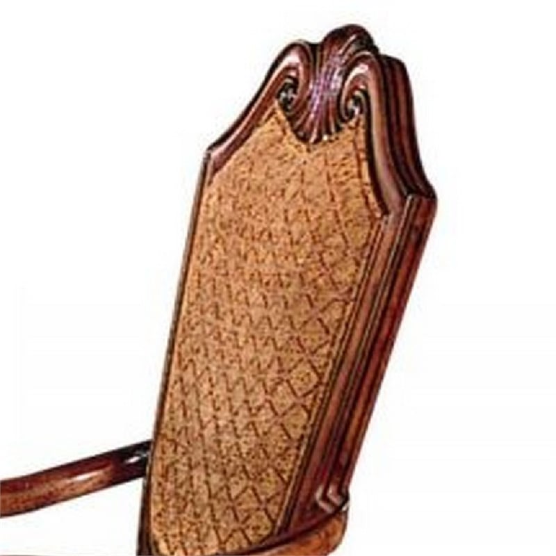Pemberly Row Arm Chair Set of 2 with Diamond Pattern and Crown Top in Brown