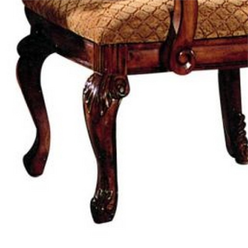 Pemberly Row Arm Chair Set of 2 with Diamond Pattern and Crown Top in Brown