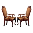 Pemberly Row Arm Chair Set of 2 with Diamond Pattern and Crown Top in Brown