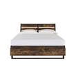 Pemberly Row Industrial Eastern King Bed with 6 Drawers and Metal Slats in Brown