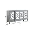 Pemberly Row Console Table w/ 4 Glass Doors & Geometric Pattern in Antique Gray