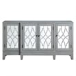 Pemberly Row Console Table w/ 4 Glass Doors & Geometric Pattern in Antique Gray
