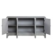 Pemberly Row Console Table w/ 4 Glass Doors & Geometric Pattern in Antique Gray