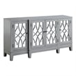 Pemberly Row Console Table w/ 4 Glass Doors & Geometric Pattern in Antique Gray