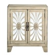 Pemberly Row Console Table with 2 Glass Doors & Carved Floral Motif in White