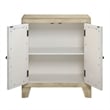 Pemberly Row Console Table with 2 Glass Doors & Carved Floral Motif in White