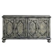 Pemberly Row Console Table with 4 Doors and Bracket Feet in Rustic Gray