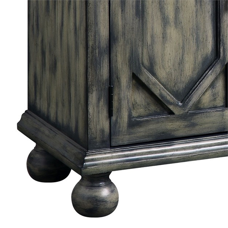 Pemberly Row Console Table with 4 Doors and Bracket Feet in Rustic Gray