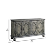 Pemberly Row Console Table with 4 Doors and Bracket Feet in Rustic Gray