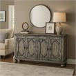 Pemberly Row Console Table with 4 Doors and Bracket Feet in Rustic Gray