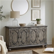 Pemberly Row Console Table with 4 Doors and Bracket Feet in Rustic Gray