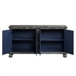 Pemberly Row Console Table with 4 Doors and Bracket Feet in Rustic Gray