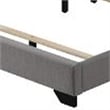 Pemberly Row Queen Bed with Fabric Upholstery and Nailhead Trim in Gray