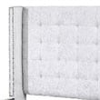 Pemberly Row Eastern King Bed with Tufted Headboard and Nailhead Trim in Beige