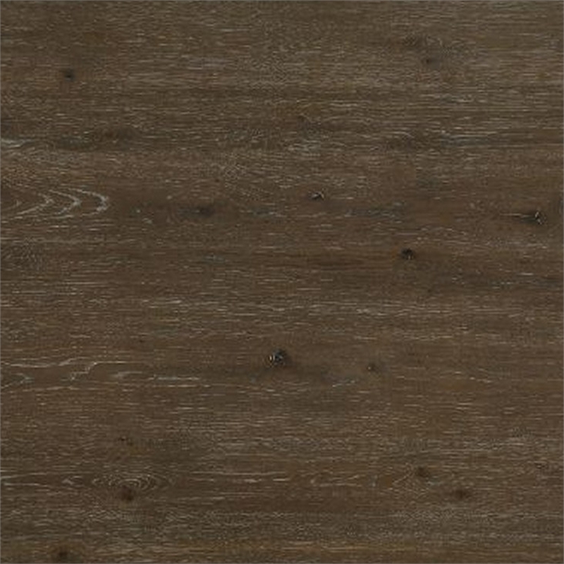 Pemberly Row Transitional Dining Table with Curved Trestle Base in Brown