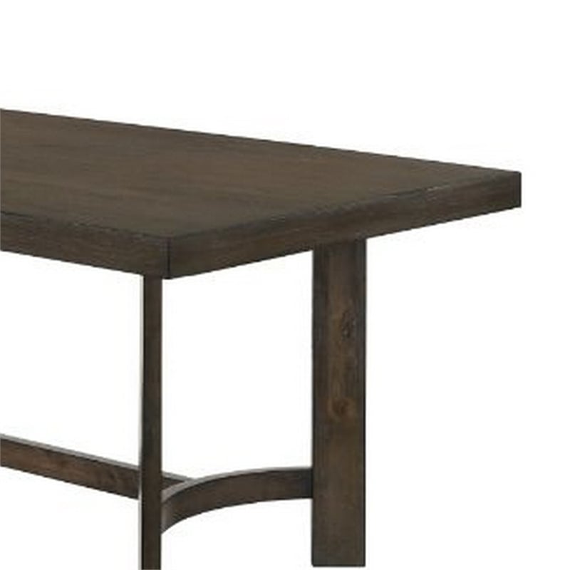 Pemberly Row Transitional Dining Table with Curved Trestle Base in Brown