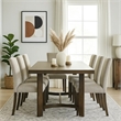 Pemberly Row Transitional Dining Table with Curved Trestle Base in Brown