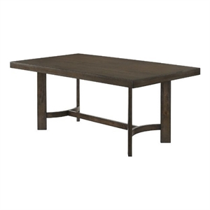 Pemberly Row Transitional Dining Table with Curved Trestle Base in Brown
