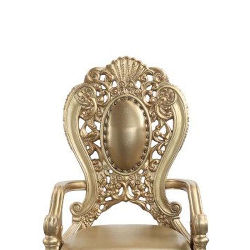Pemberly Row Leatherette Armchair Set of 2 with Scrolled Crown Back in Gold