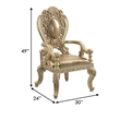 Pemberly Row Leatherette Armchair Set of 2 with Scrolled Crown Back in Gold