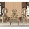 Pemberly Row Leatherette Armchair Set of 2 with Scrolled Crown Back in Gold