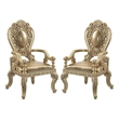Pemberly Row Leatherette Armchair Set of 2 with Scrolled Crown Back in Gold