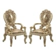 Pemberly Row Leatherette Armchair Set of 2 with Scrolled Crown Back in Gold