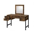Pemberly Row Industrial Vanity Desk with 4 Drawers and Square Mirror in Brown