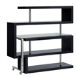 Pemberly Row Writing Desk with 4 Swivel Etagere Shelves and Glass Top in Brown