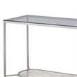 Pemberly Row Glass Top Sofa Table with Textured Obround Shelf in Silver