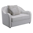 Pemberly Row Linen Chair with Curved Rounded Back and Nailhead Trim in Off White