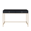 Pemberly Row Contemporary Writing Desk with 2 Drawers and Crystal Knobs in Black