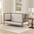 Pemberly Row Composite Wood Daybed with Fabric Upholstery & Carvings in Brown