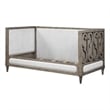 Pemberly Row Composite Wood Daybed with Fabric Upholstery & Carvings in Brown