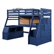 Pemberly Row Twin Loft Bed with 9 Drawers and 2 Open Compartments in Blue